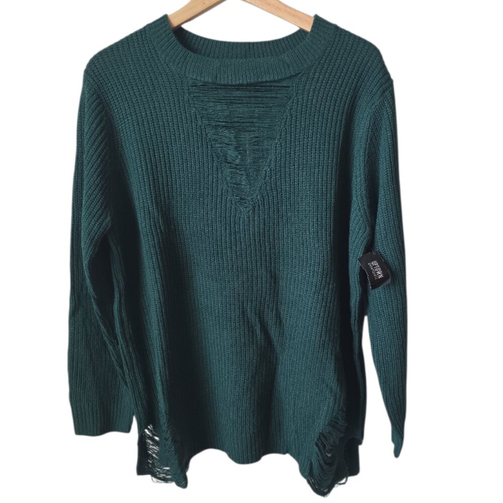 Trendy Thread Distressed Crewneck Sweater